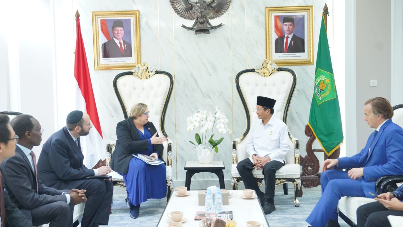 Menag Nasaruddin Umar bersama delegasi USCIRF dan Chargé d’Affaires ad interim di Indonesia.dan Heather Merritt.