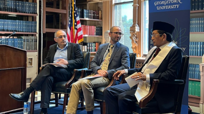 Menag Nasaruddin menyampaikan gagasannya di Georgetown University, Washington
